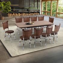 Conjunto Sala de Jantar Mesa Elástica com 10 Cadeiras Fort Brastubo - Móveis Brastubo