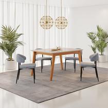 Conjunto Sala de Jantar Mesa Elegance Candian com 4 Cadeiras Bless Marrom/Off White/Cinza Conjunto Sala de Jantar Mesa Elegance Candian com 4 Cadeiras Bless Marrom/Off White/Cinza