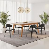 Conjunto Sala de Jantar Mesa Elegance Candian com 6 Cadeiras Bless Marrom/Off White/Preto