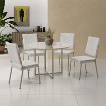 Conjunto Sala de Jantar Mesa em Mdf com Vidro 4 Cadeiras Moscou