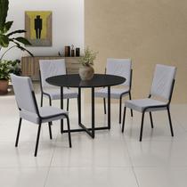 Conjunto Sala de Jantar Mesa em Mdf com Vidro 4 Cadeiras Moscou