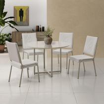 Conjunto Sala de Jantar Mesa em Mdf com Vidro 4 Cadeiras Moscou