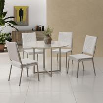 Conjunto Sala de Jantar Mesa em Mdf com Vidro 4 Cadeiras Moscou