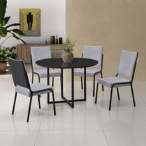 Conjunto Sala de Jantar Mesa em Mdf com Vidro 4 Cadeiras Moscou
