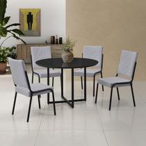 Conjunto Sala de Jantar Mesa em MDF com Vidro 4 Cadeiras Moscou Preto/Cinza Conjunto Sala de Jantar Mesa em MDF com Vidro 4 Cadeiras Moscou Preto/Cinza