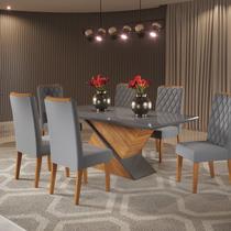 Conjunto Sala de Jantar Mesa Epic Tampo Vidro/mdf com 6 Cadeiras Iza Conjunto Sala de Jantar Mesa Epic Tampo Vidro/mdf com 6 Cadeiras Iza