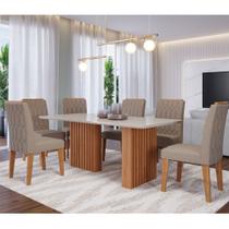 Conjunto Sala de Jantar Mesa Ester 180cm 6 Cadeiras Carla em MDF Cimol Conjunto Sala de Jantar Mesa Ester 180cm 6 Cadeiras Carla em MDF Cimol