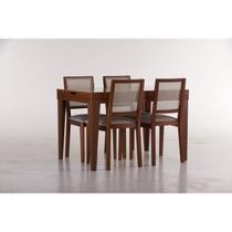 Conjunto Sala de Jantar Mesa Extensível 120x80cm com 4 Cadeiras Madri Marrom/Imbuia Conjunto Sala de Jantar Mesa Extensível 120x80cm com 4 Cadeiras Madri Marrom/Imbuia