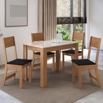 Conjunto Sala de Jantar Mesa Fidelitá Veneza Com 4 Cadeiras Freijó e OffWhite Assento Preto