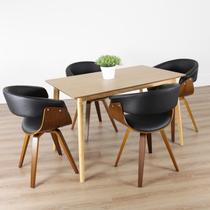 Conjunto Sala de Jantar Mesa Finlândia 120x75cm com 4 Cadeiras Betina PU Preto Conjunto Sala de Jantar Mesa Finlândia 120x75cm com 4 Cadeiras Betina PU Preto