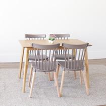 Conjunto Sala de Jantar Mesa Finlândia 120x75cm com 4 Cadeiras Janaína Cinza Conjunto Sala de Jantar Mesa Finlândia 120x75cm com 4 Cadeiras Janaína Cinza
