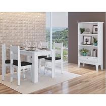 Conjunto Sala de Jantar Mesa Fixa com 4 Cadeiras Branco Conjunto Sala de Jantar Mesa Fixa com 4 Cadeiras Branco