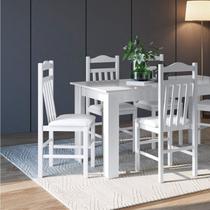 Conjunto Sala de Jantar Mesa Fixa com 4 Cadeiras Branco