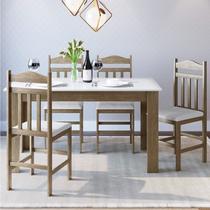 Conjunto Sala de Jantar Mesa Fixa com 4 Cadeiras Marrom Ameixa Negra Conjunto Sala de Jantar Mesa Fixa com 4 Cadeiras Marrom Ameixa Negra