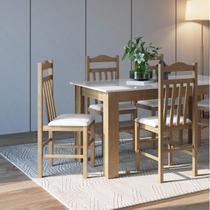 Conjunto Sala de Jantar Mesa Fixa com 4 Cadeiras Marrom/Ameixa Negra Conjunto Sala de Jantar Mesa Fixa com 4 Cadeiras Marrom/Ameixa Negra
