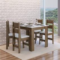 Conjunto Sala de Jantar Mesa Fixa com 4 Cadeiras