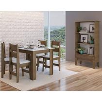 Conjunto Sala de Jantar Mesa Fixa com 4 Cadeiras