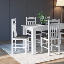 Conjunto Sala de Jantar Mesa Fixa com 4 Cadeiras