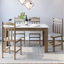Conjunto Sala de Jantar Mesa Fixa com 4 Cadeiras