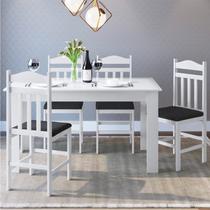 Conjunto Sala de Jantar Mesa Fixa com 4 Cadeiras