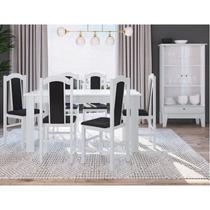 Conjunto Sala de Jantar Mesa Fixa com 6 Cadeiras Branco