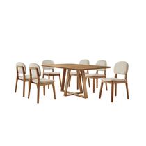 Conjunto Sala de Jantar Mesa Florença 160x90cm Tampo Retângular Laminado Mel com 6 Cadeiras Évora - Móveis Minas