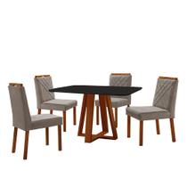 Conjunto Sala de Jantar Mesa Floripa Madeira Maciça 120x80cm Tampo Retangular Vidro Preto com 4 Cadeiras Dallas com Puxador Móveis Minas Conjunto Sala de Jantar Mesa Floripa Madeira Maciça 120x80cm Tampo Retangular Vidro Preto com 4 Cadeiras Dallas com Puxador Móveis Minas