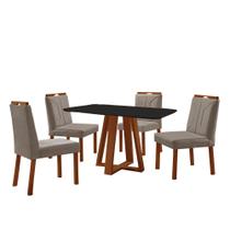 Conjunto Sala de Jantar Mesa Floripa Madeira Maciça 120x80cm Tampo Retângular Vidro Preto com 4 Cadeiras Luna com Puxador Móveis Minas Conjunto Sala de Jantar Mesa Floripa Madeira Maciça 120x80cm Tampo Retângular Vidro Preto com 4 Cadeiras Luna com Puxador Móveis Minas