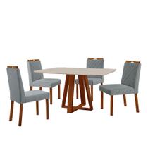 Conjunto Sala de Jantar Mesa Floripa Madeira Maciça 140x80cm Tampo Retângular Vidro Off White com 4 Cadeiras Dallas com Puxador Móveis Minas Conjunto Sala de Jantar Mesa Floripa Madeira Maciça 140x80cm Tampo Retângular Vidro Off White com 4 Cadeiras Dallas com Puxador Móveis Minas