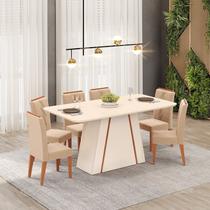 Conjunto Sala de Jantar Mesa Gabi 170cm Tampo de Vidro/MDF com 6 Cadeiras Yasmin Conjunto Sala de Jantar Mesa Gabi 170cm Tampo de Vidro/MDF com 6 Cadeiras Yasmin