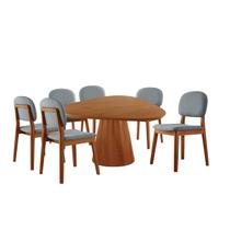 Conjunto Sala de Jantar Mesa Gênova 130cm Tampo Orgânico Laminado com 6 Cadeiras Évora - Móveis Minas