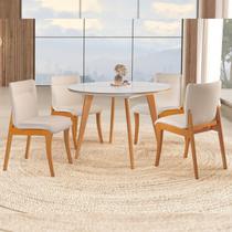 Conjunto Sala de Jantar Mesa Godam 110cm com 4 Cadeiras Deboraestrutura em madeira Maciça e Tampo MDF/Vidro