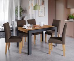 Conjunto Sala De Jantar Mesa Grace 1,30 Com 06 Cadeiras Maia Chumbo/Nature/Mascavo