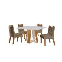 Conjunto Sala de Jantar Mesa Grécia 4 Cadeiras Atena Marrom/Castanho Cinamomo/Pena Caramelo/Off White Conjunto Sala de Jantar Mesa Grécia 4 Cadeiras Atena Marrom/Castanho Cinamomo/Pena Caramelo/Off White