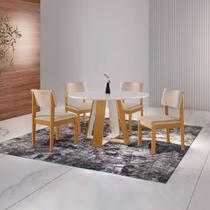 Conjunto Sala de Jantar Mesa Grécia 4 Cadeiras Jade Marrom/Cinamomo/Bege/Off White Conjunto Sala de Jantar Mesa Grécia 4 Cadeiras Jade Marrom/Cinamomo/Bege/Off White