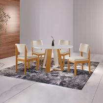 Conjunto Sala de Jantar Mesa Grécia 4 Cadeiras Jade Marrom/Cinamomo/Creme/Off White Conjunto Sala de Jantar Mesa Grécia 4 Cadeiras Jade Marrom/Cinamomo/Creme/Off White