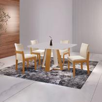 Conjunto Sala de Jantar Mesa Grécia 4 Cadeiras Mônaco