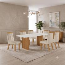 Conjunto Sala de Jantar Mesa Imperatriz 1,80x0,90 com 06 Cadeiras Florença Yescasa Marrom/Castanho/Creme/Off White Conjunto Sala de Jantar Mesa Imperatriz 1,80x0,90 com 06 Cadeiras Florença Yescasa Marrom/Castanho/Creme/Off White