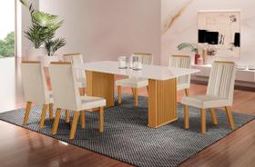 Conjunto Sala de Jantar Mesa Imperatriz 1,80x0,90 com 06 Cadeiras Florença Yescasa Marrom/Castanho/Creme/Off White Conjunto Sala de Jantar Mesa Imperatriz 1,80x0,90 com 06 Cadeiras Florença Yescasa Marrom/Castanho/Creme/Off White