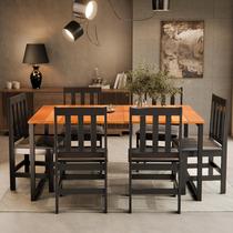 Conjunto Sala De Jantar Mesa Industrial Com Tampo Em Madeira Com 6 Cadeiras Maxi Do Brasil