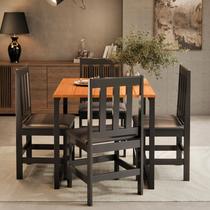 Conjunto Sala De Jantar Mesa Industrial Compacta Com Tampo Em Madeira Com 4 Cadeiras Maxi Do Brasil