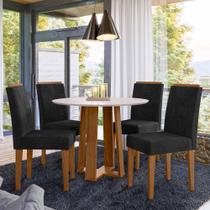 Conjunto Sala de Jantar Mesa Isabela 1,00m com 4 Cadeiras Amanda Ypê/Off White/Ja03 - New Ceval