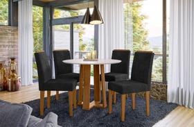 Conjunto Sala de Jantar Mesa Isabela 100X100 4 Cadeiras Amanda Ype/Off White/Veludo Preto