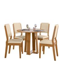 Conjunto Sala de Jantar Mesa Isabela 100X100 Sem Vidro 4 Cadeiras Carol Ype/Linho Palha