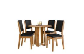 Conjunto Sala de Jantar Mesa Isabela 100X100 Sem Vidro 4 Cadeiras Carol Ype/Veludo Preto