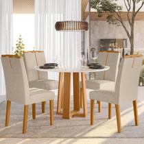 Conjunto Sala de Jantar Mesa Isabela 1,17m com 4 Cadeiras Serena Ypê/Off White/Al10 - New Ceval