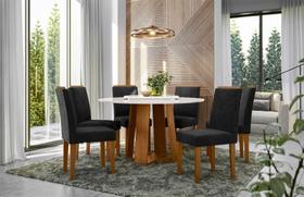 Conjunto Sala de Jantar Mesa Isabela 135X135 6 Cadeiras Amanda Ype/Off White/Veludo Preto