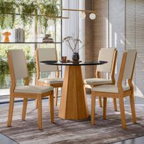 Conjunto Sala de Jantar Mesa Isis 1,00m com 4 Cadeiras Carol Ypê/Preto/Ja01 - New Ceval Conjunto Sala de Jantar Mesa Isis 1,00m com 4 Cadeiras Carol Ypê/Preto/Ja01 - New Ceval