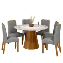 Conjunto Sala de Jantar Mesa Isis 135X135 6 Cadeiras Anitta 2024 Ype/Off White/Linho Cinza Claro Conjunto Sala de Jantar Mesa Isis 135X135 6 Cadeiras Anitta 2024 Ype/Off White/Linho Cinza Claro