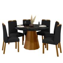 Conjunto Sala de Jantar Mesa Isis 135X135 6 Cadeiras Anitta 2024 Ype/Preto/Veludo Preto